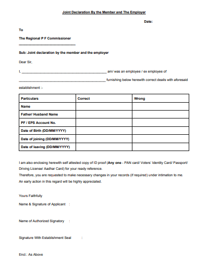 joint declaration form