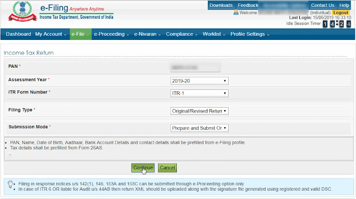 income tax return filing