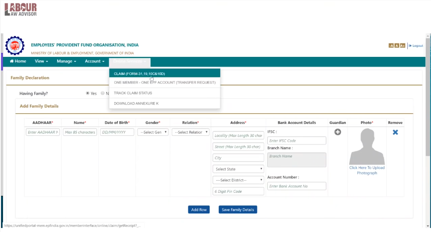 pension application online