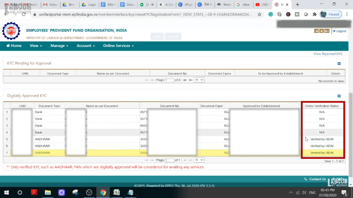 how to add bank details in epf account