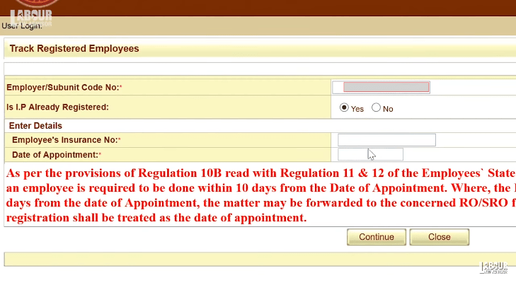 esi new employee registration